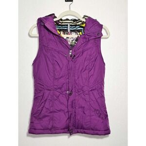 Burton Purple Hooded Puffer Vest Women's Size S Snowboard Ski EUC 💜🏂